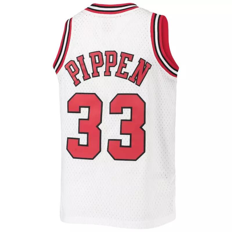 Maillot NBA Scottie Pippen Chicago Bulls 1997-98 Mitchell & Ness Blanc Pour enfa 3/3
