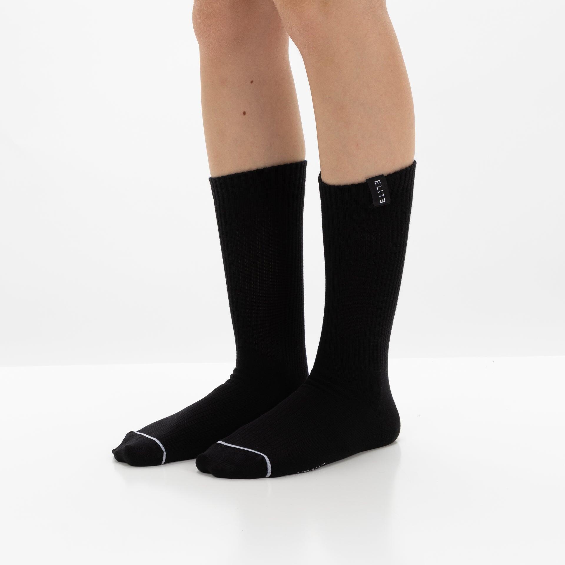 Pack 2 Pares Calcetines Atléticos ELITE de Algodón Superior Negro 3/4