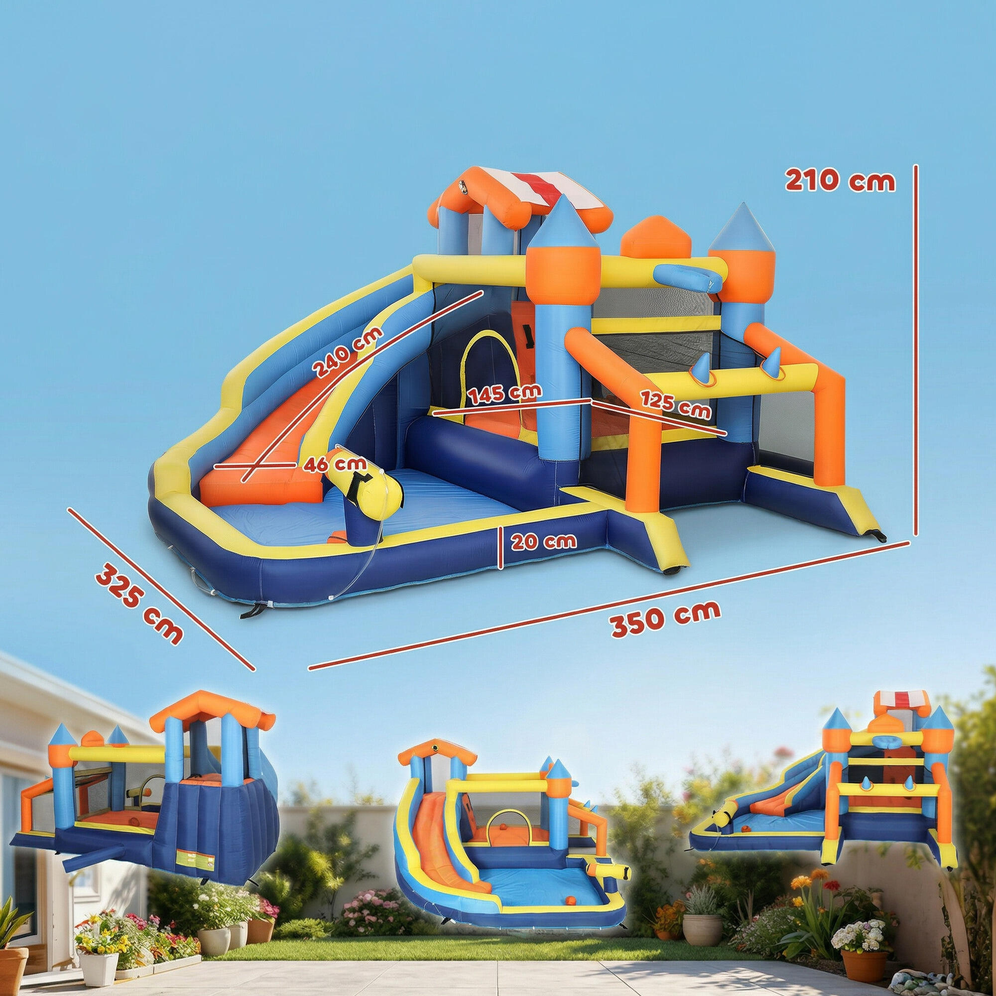 Castelo insuflável 350x325x210 cm multicolorido AIYAPLAY 3/5