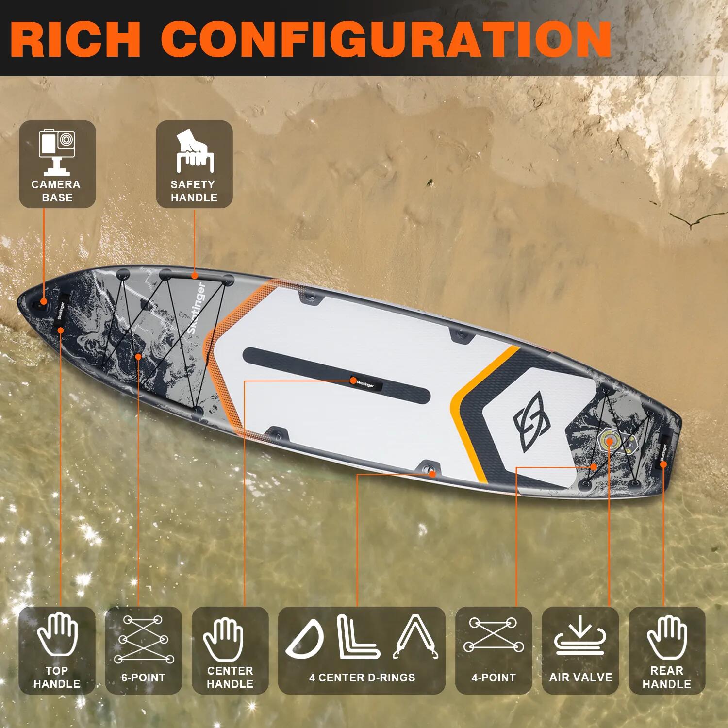 SUP SKATINGER Thor Grey 350x89x15 cm (11'6'') tavola da turismo 3/6