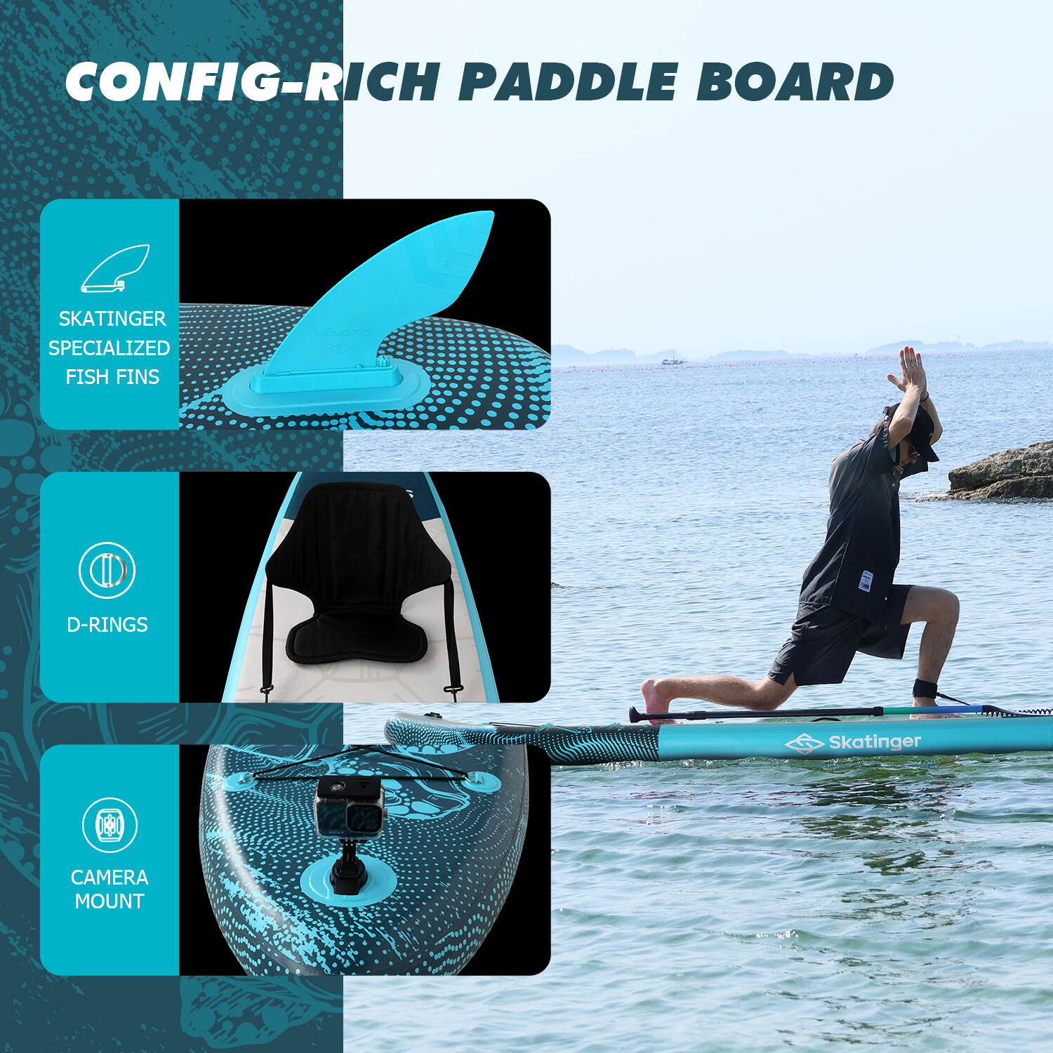 SKATINGER Schildpad Ocean 320x81x15 cm (11') allround SUP board 5/6