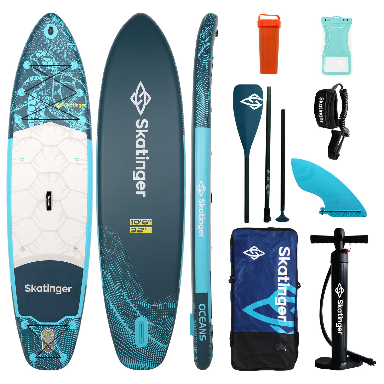 SKATINGER Paddleboard Turtle Ocean 320x81x15 cm allround, s prislusenstvím