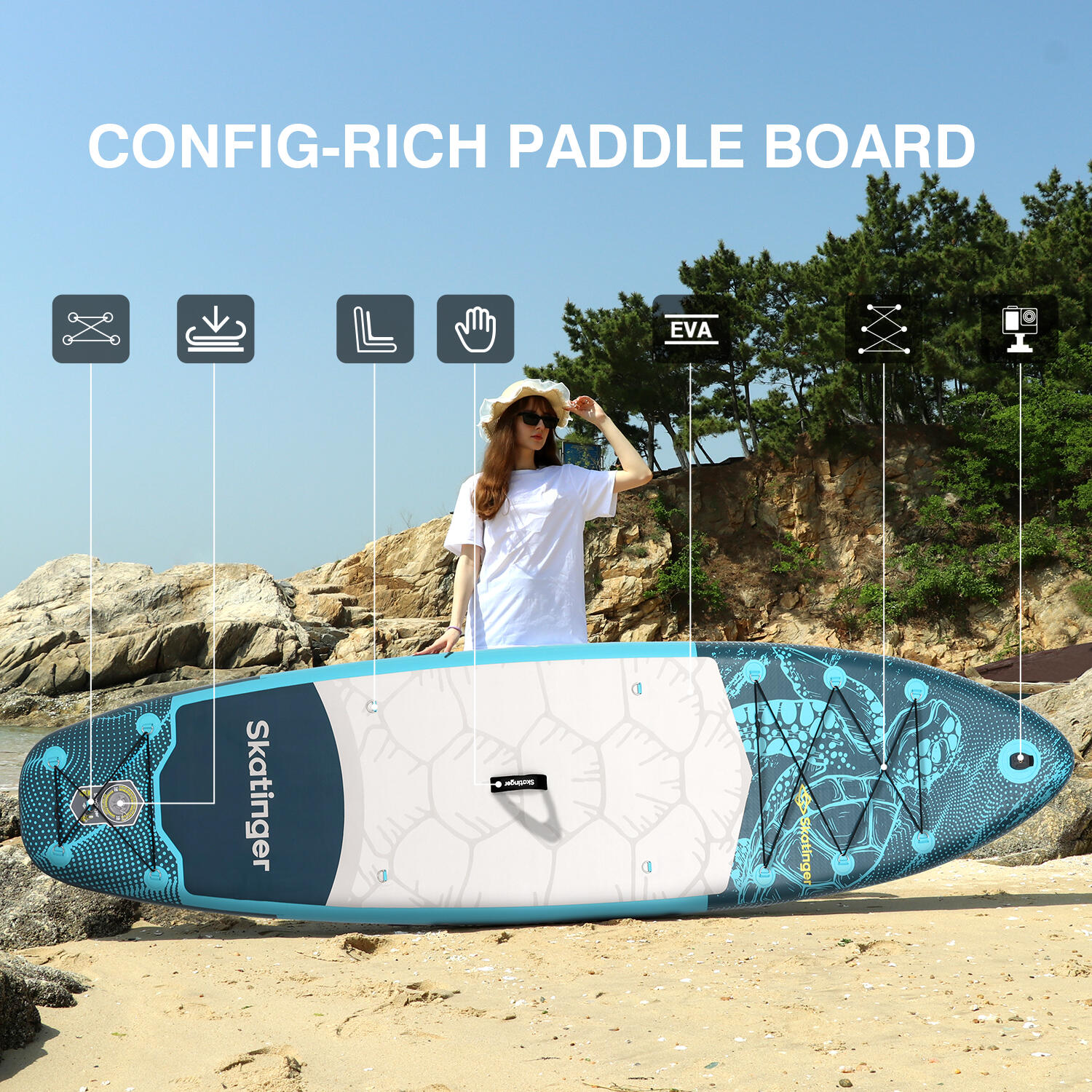 SKATINGER Schildpad Ocean 320x81x15 cm (11') allround SUP board 6/6