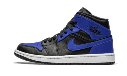 Schoenen - basketbal - heren - air jordan 1 - mid, leer - zwart/hyper royal/wit