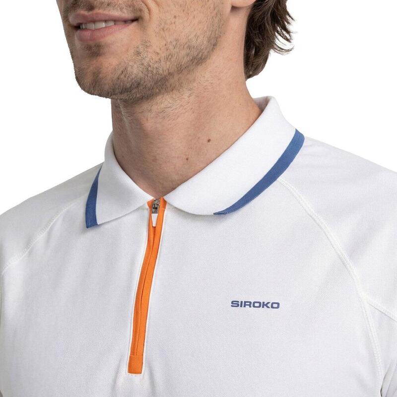 Tricou polo de tehnic cu fermoar pe jumătate pentru bărbați Player White Alb