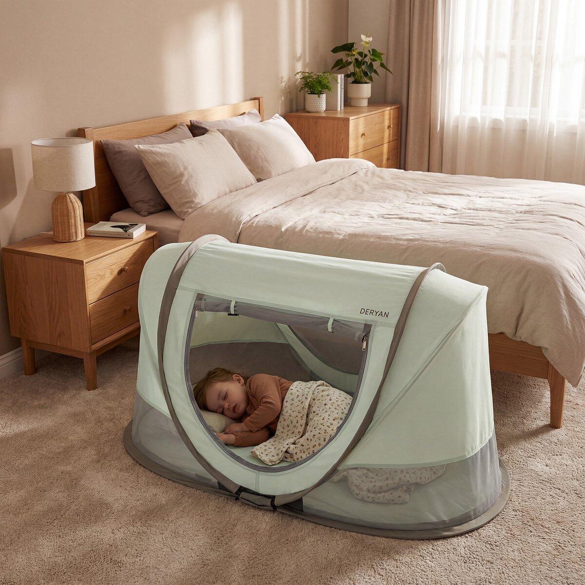Deryan Scott Campingbedje - Baby Tent - Anti-UV 50+ - Peuterbed - Groen 3/7