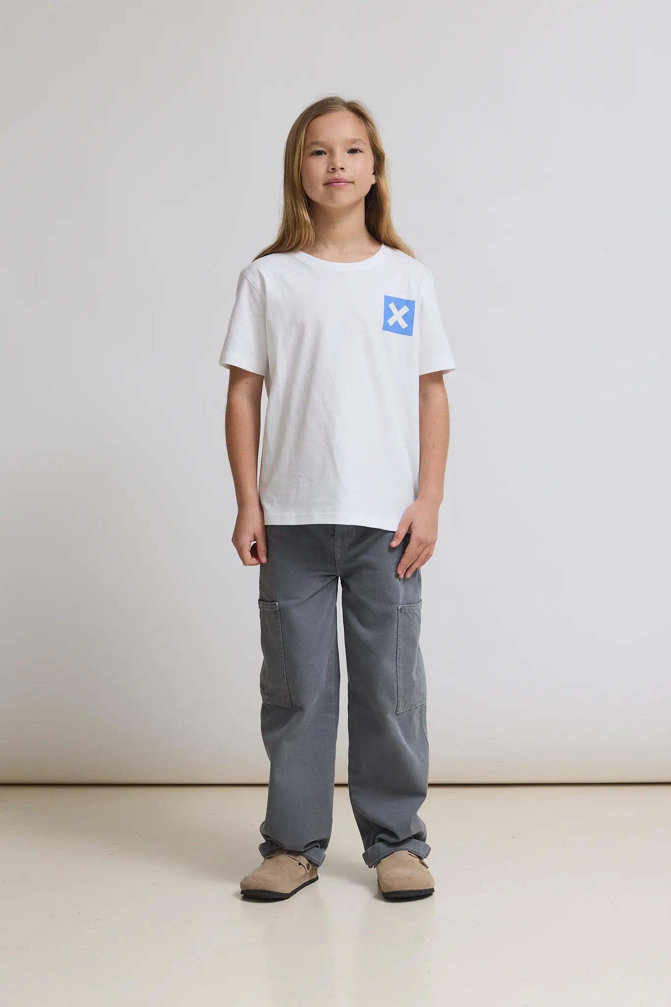 Camiseta Kids Blue Banana Blanca de Algodón 100% Orgánico 3/4