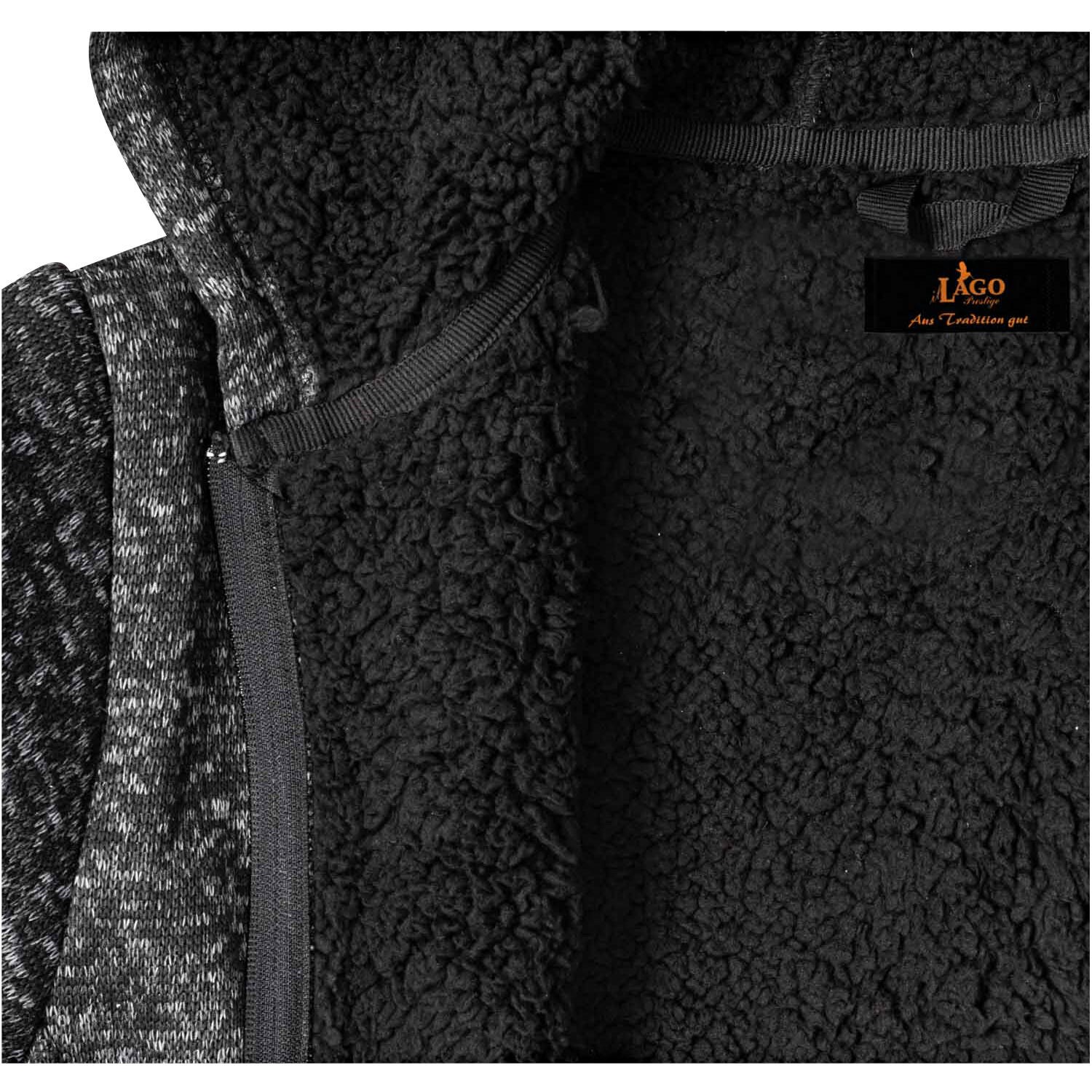 il Lago Prestige Teddy Strickfleece-Jacke Spirit Herren (Schwarz Meliert) G 5/5