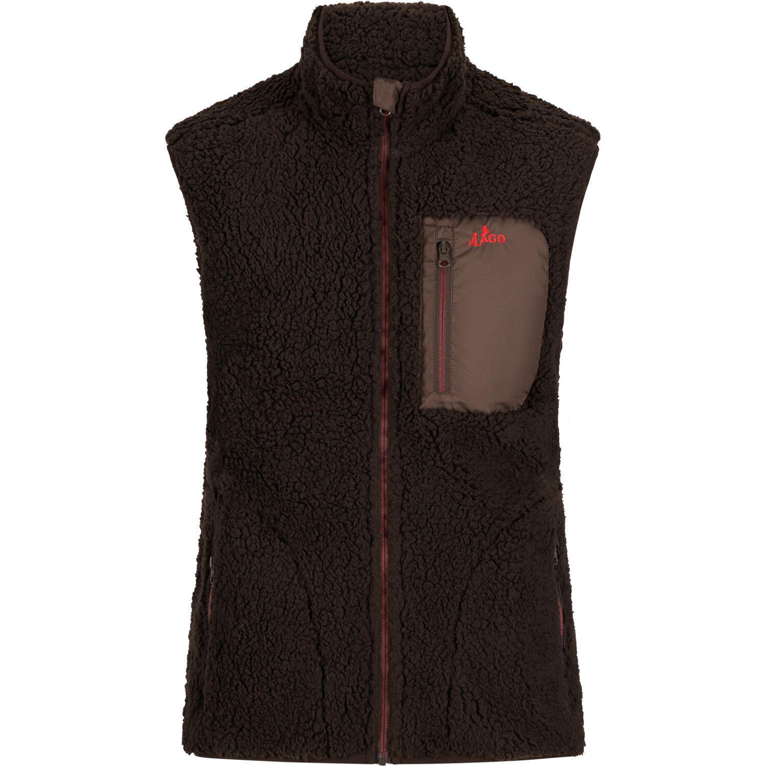 il Lago Prestige Teddyfleece-Weste Herren (Braun/Rot) Größe 4XL 2/5