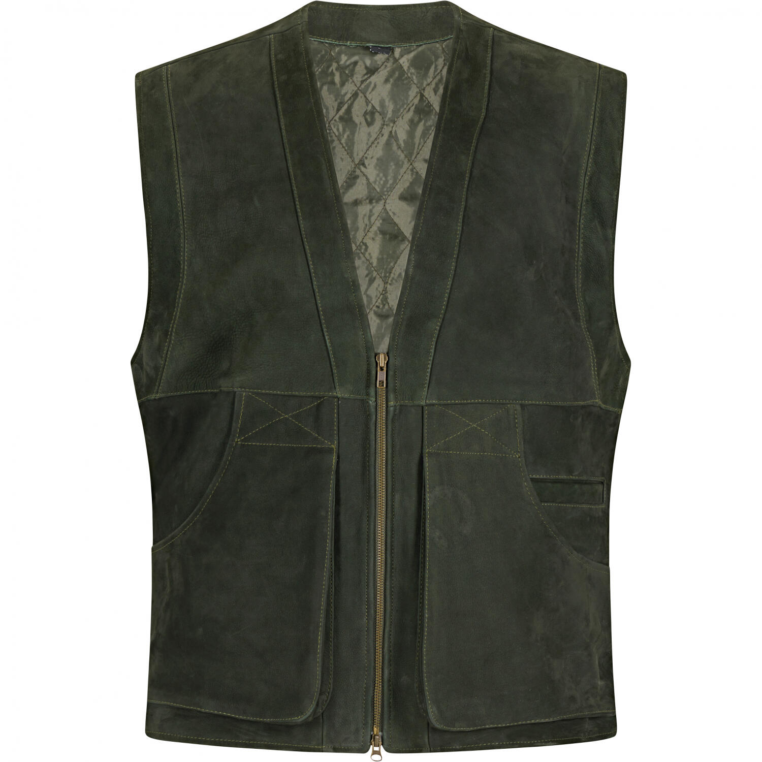 il Lago Prestige Lederweste Field Vest Herren (Oliv) Größe M 2/4