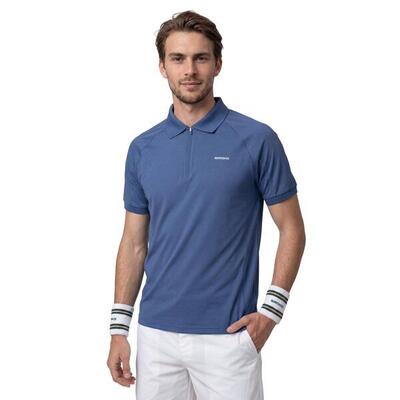 Heren tennis technische polo met halve rits player navy blauw