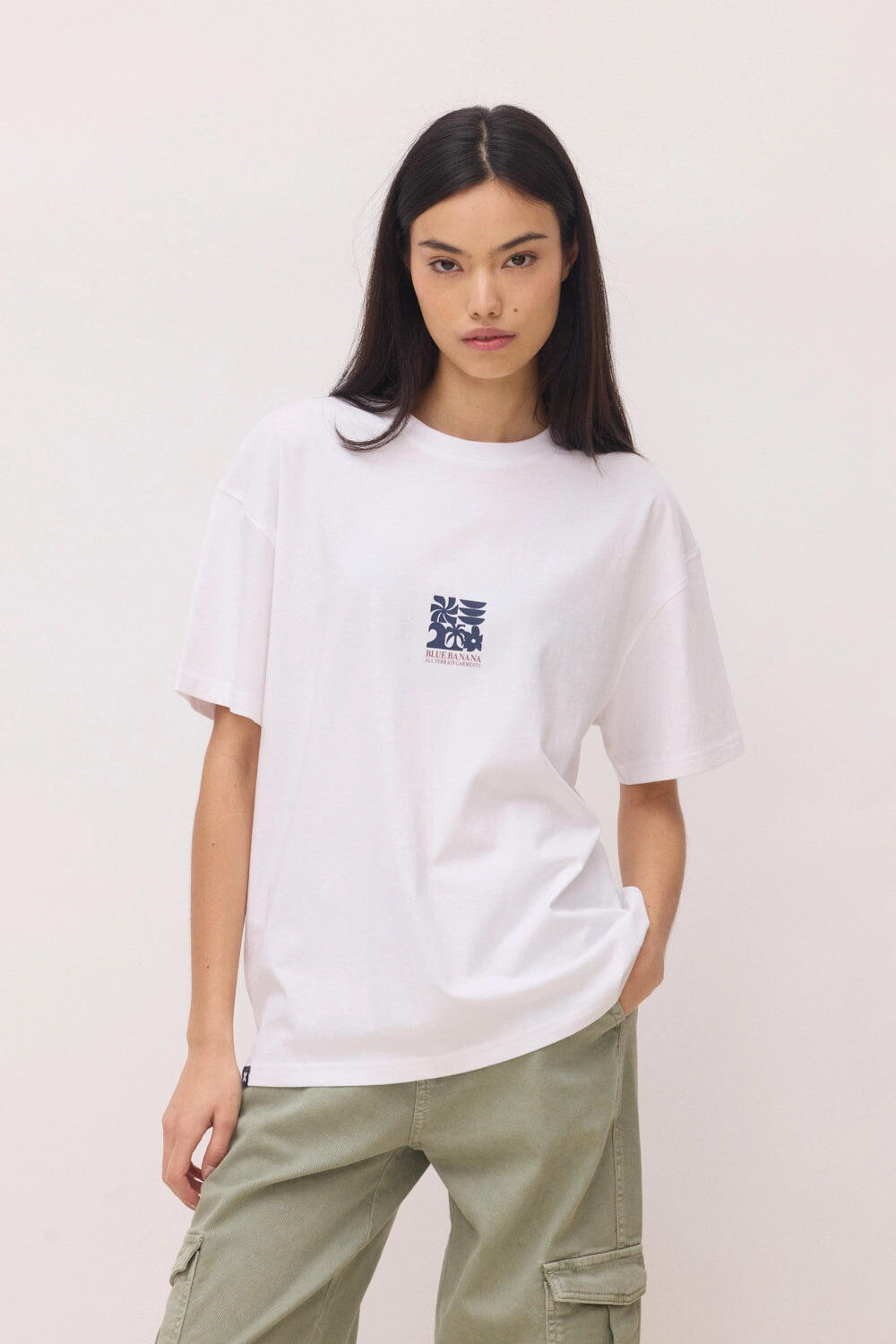 Camiseta Blue Banana Blanca de Algodón 100% Orgánico 4/6