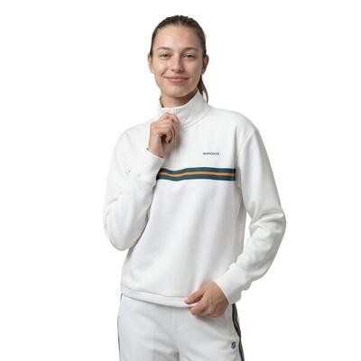 Dames tennis sweatshirt met halve rits tiebreak-w white wit