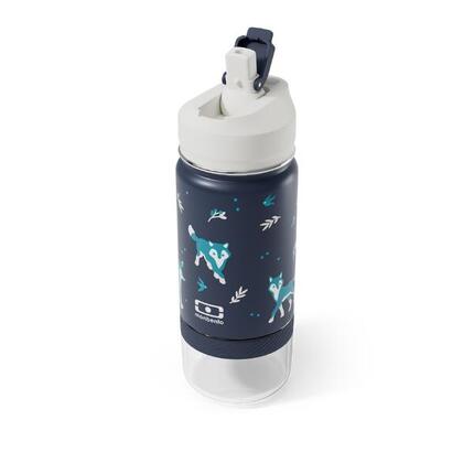 2-in-1-Isolierflasche mit Strohhalm, 300 ml|Kinder|Snackfach|Tragegriff|Twisty