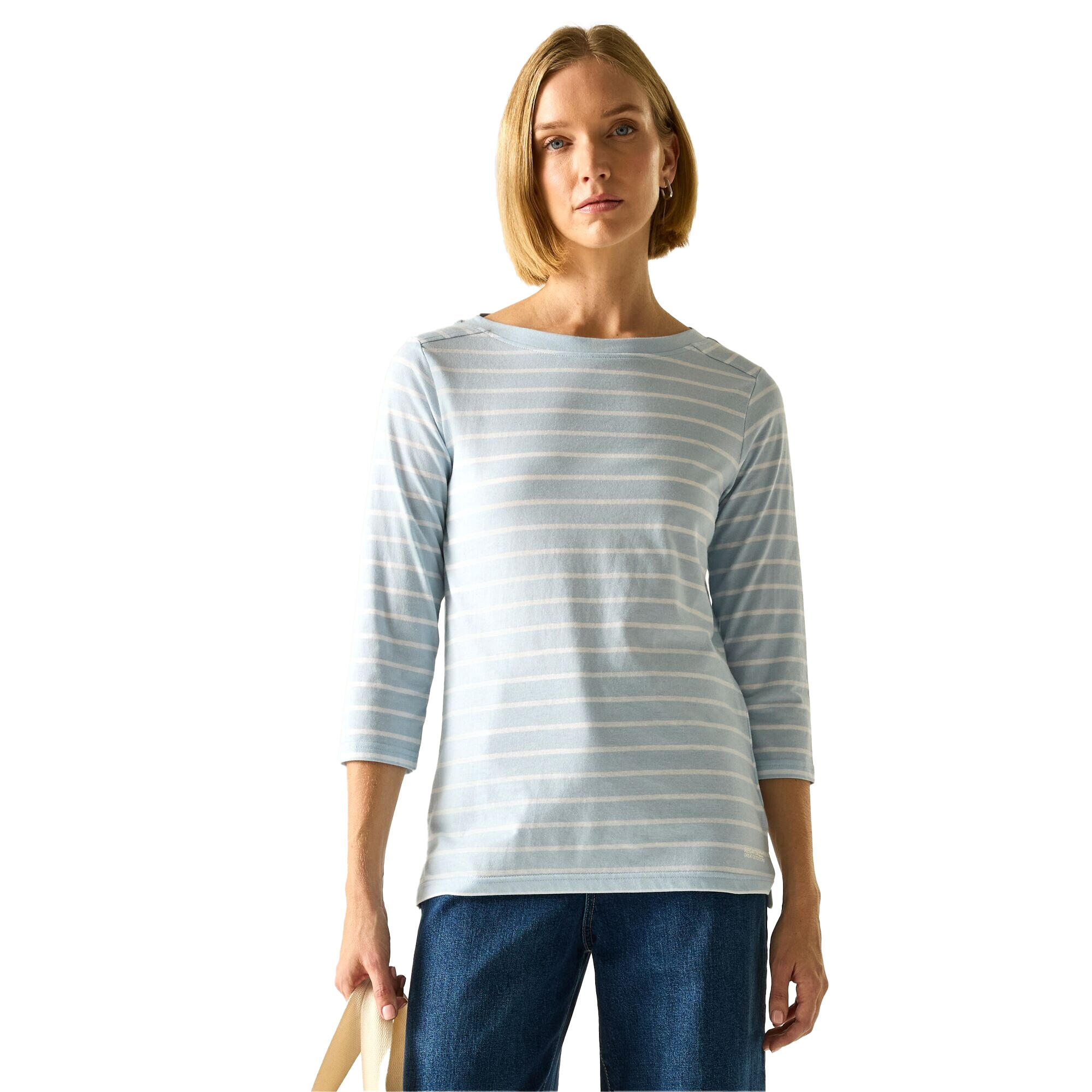 Tshirt Motif/style Rayé BAYLETTE Femme (Blanc Ciel / Blanc) 4/5