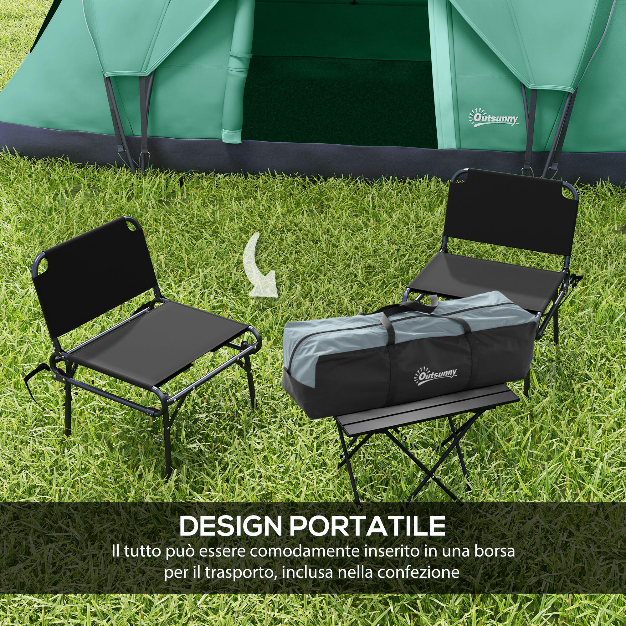 Outsunny Tenda da Campeggio 6 Posti Idrorepellente 4.55x2.3x1.8m Verde 6/8