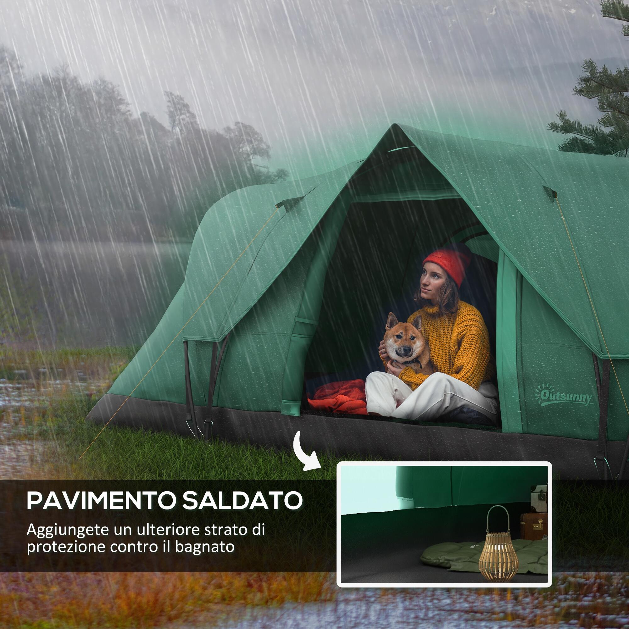 Outsunny Tenda da Campeggio 6 Posti Idrorepellente 4.55x2.3x1.8m Verde 5/8