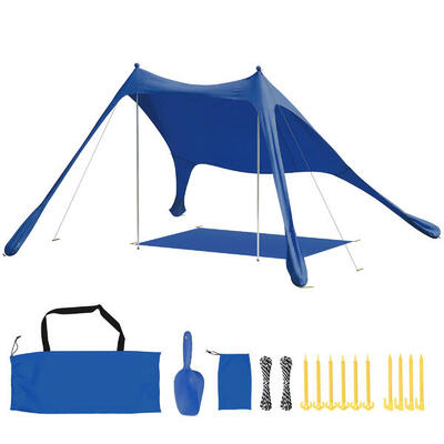 Outsunny Tenda da Spiaggia UPF50+ per 2-4 Persone 208x200 cm Blu