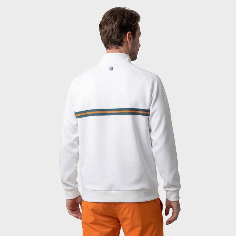 Hanorac de pentru bărbați cu fermoar pe jumătate Tiebreak White Alb