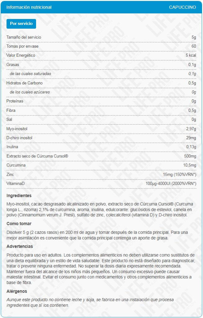 LIFE PRO OVAPRO MYO INOSITOL 300 g – Equilibrio Hormonal, SOP y Fertilidad 4/5