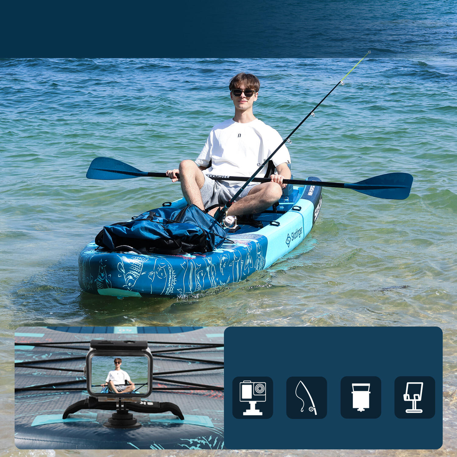 SKATINGER Visboot SUP board 378x96x20 cm 5/7