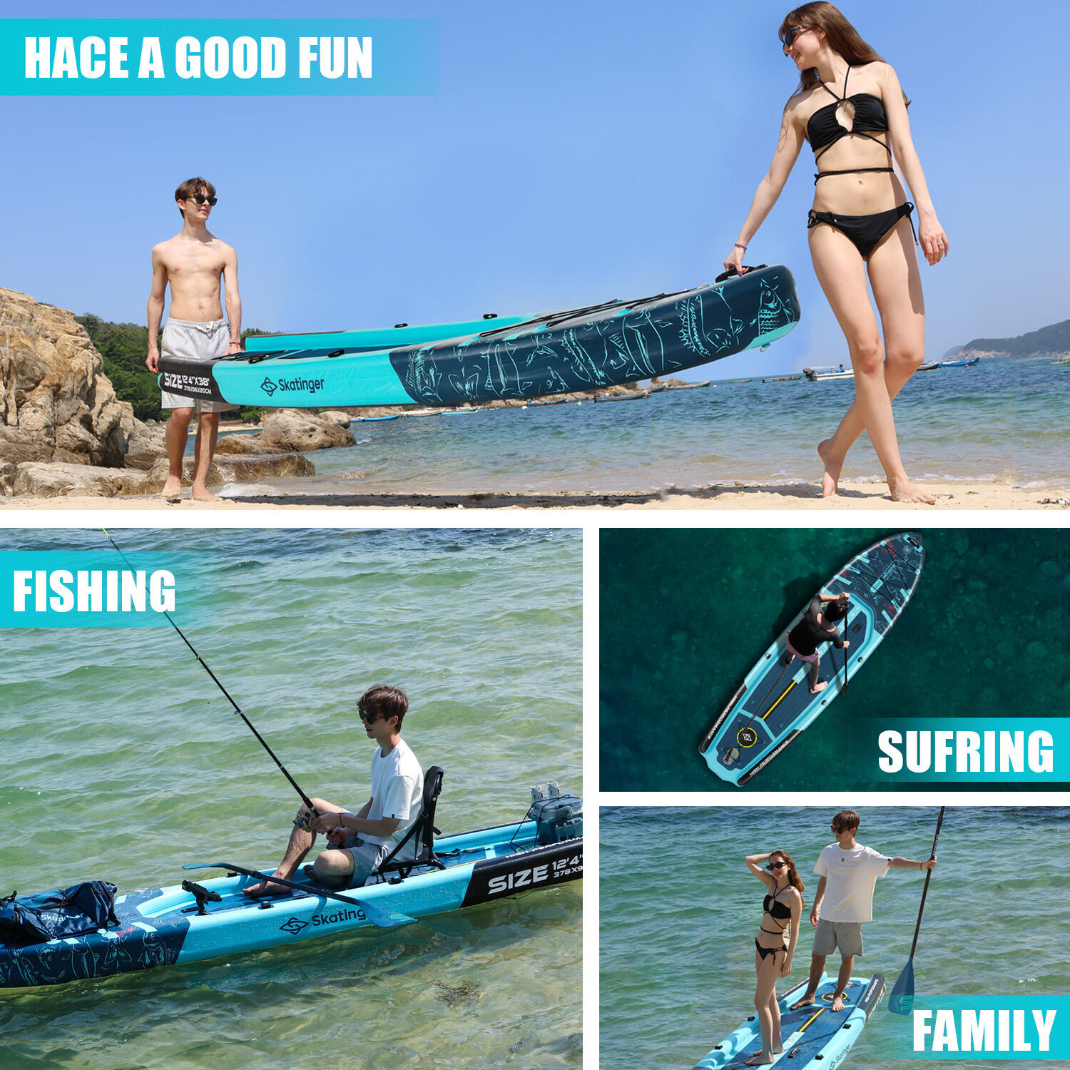SKATINGER Visboot SUP board 378x96x20 cm 6/7