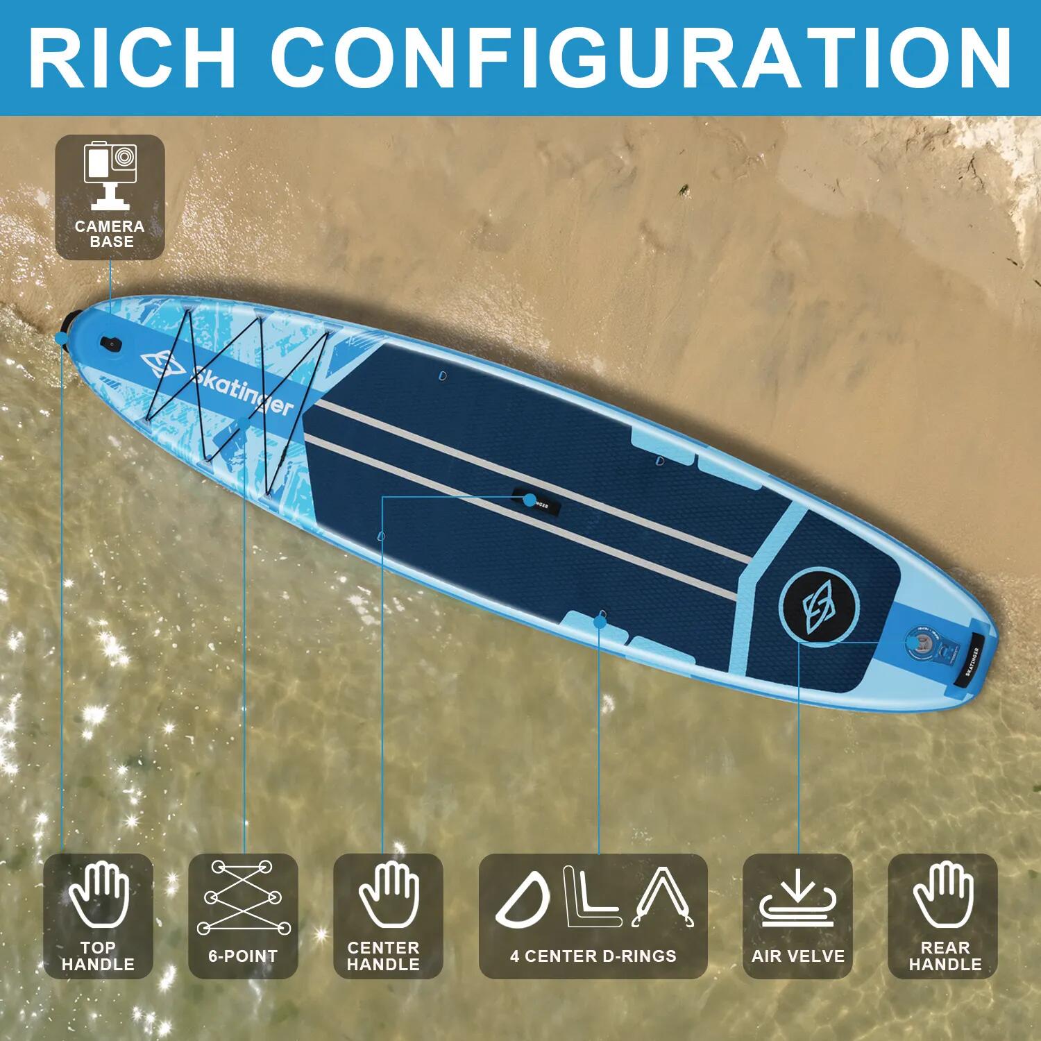 SKATINGER Ice Age Blauw 335x84x15 cm (11') touring SUP board 3/6