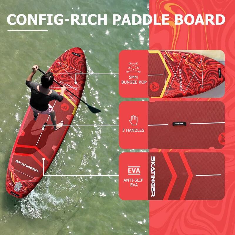 Paddleboard SKATINGER Prana Magma Red 350x89x15 cm (11'6'') yoga
