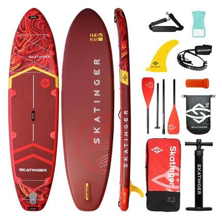 SUP SKATINGER Prana Magma Red 350x89x15 cm (11'6'') planche de yoga