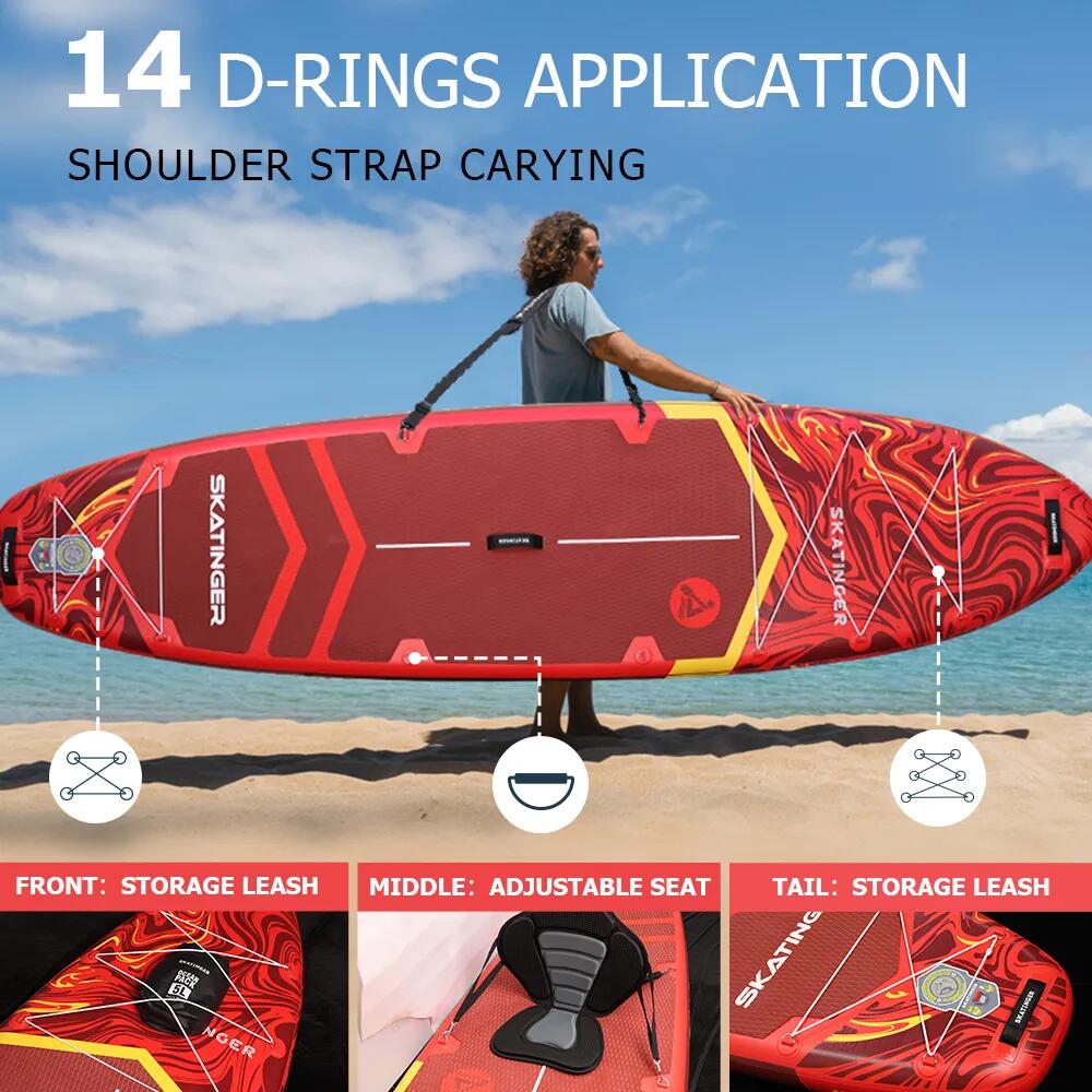 SUP SKATINGER Prana Magma Red 350x89x15 cm (11'6'') tavola da yoga 4/6