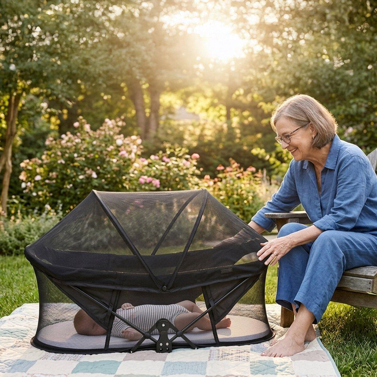 Infant Luxe BabyBox - Lit de camping - Moustiquaire bébé - Noir 5/7