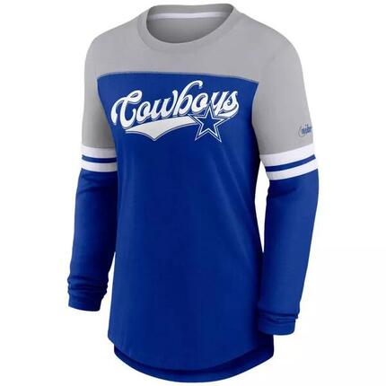T-shirt Manches longues NFL Dallas Cowboys Nike LS Raglan Fashion Bleu pour Femm