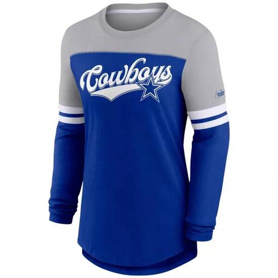 T-shirt Manches longues NFL Dallas Cowboys Nike LS Raglan Fashion Bleu pour Femm