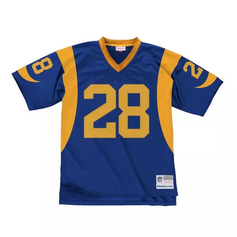 Maillot NFL Marshall Faulk St. Louis Rams 1999 Mitchell & Ness Legacy Retro Bleu 1/2