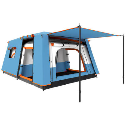 Outsunny Tenda da Campeggio 4-6 Persone con 2 Stanze e Veranda UPF30+ Blu