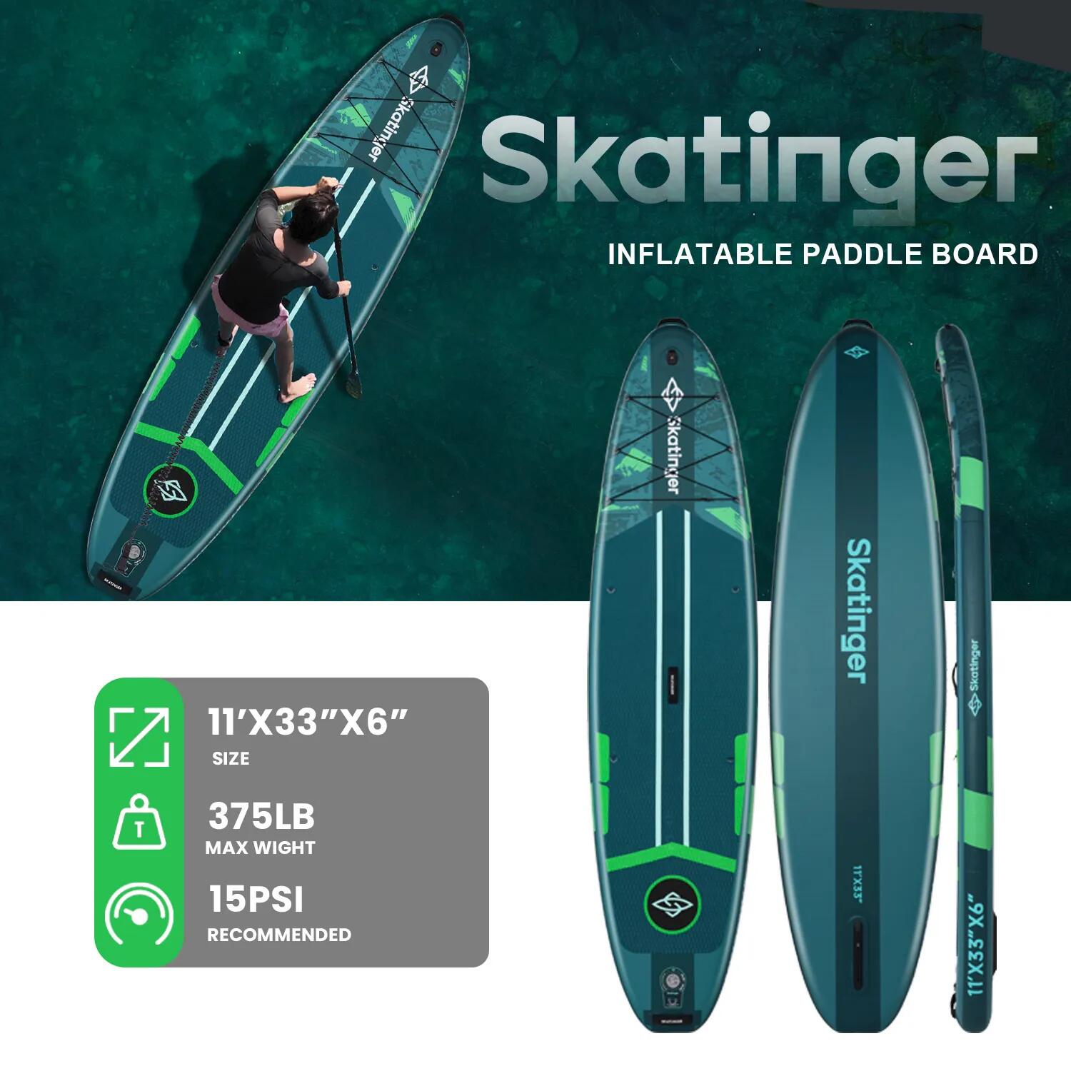 Deska SUP SKATINGER Ice Age Green 335x84x15 cm (11') touring