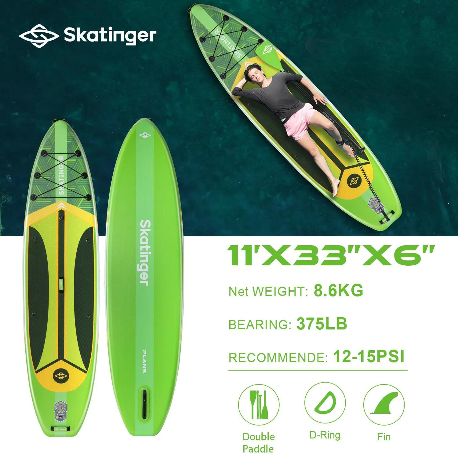 Deska SUP SKATINGER Plan S Green 335x84x15 cm (11') touring