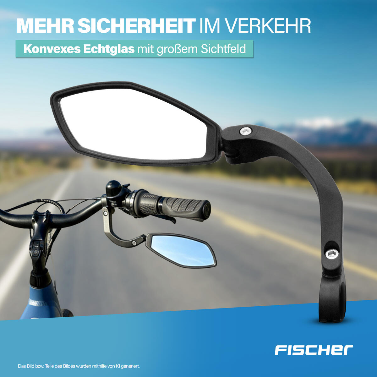 FISCHER Fahrrad-Spiegel PLUS mit konvexem Weitwinkel 2/7