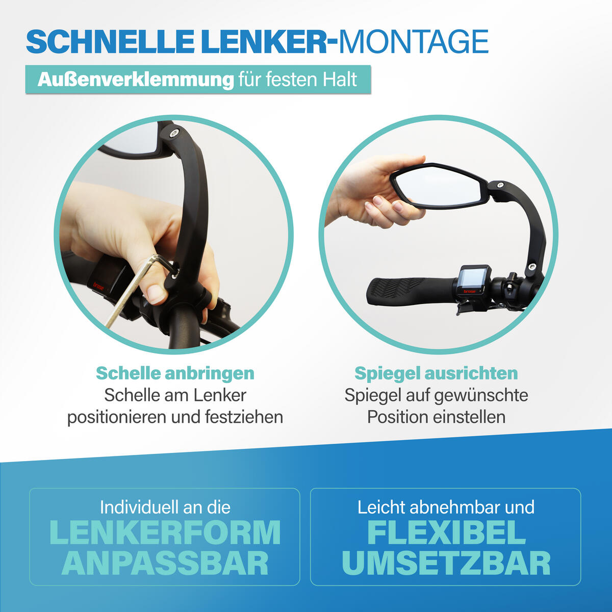 FISCHER Fahrrad-Spiegel PLUS mit konvexem Weitwinkel 6/7