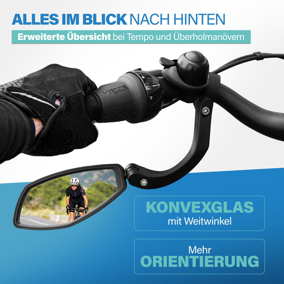 FISCHER Fahrrad-Spiegel PLUS mit konvexem Weitwinkel 4/7
