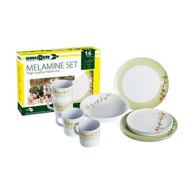 Brunner servies camping 16-delig esprit melamine wit