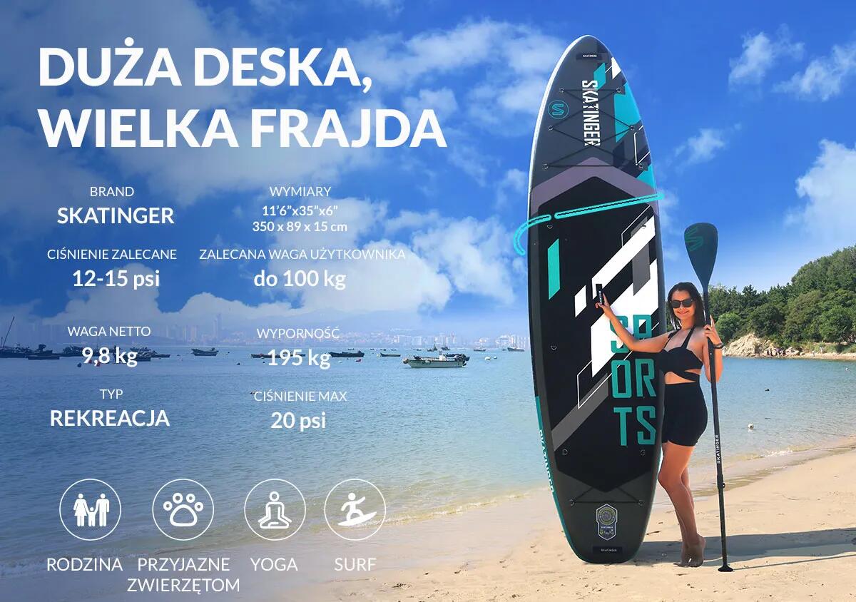 SUP SKATINGER Sports Grigio 350x89x15 cm (11'6'') tavola da yoga 3/7