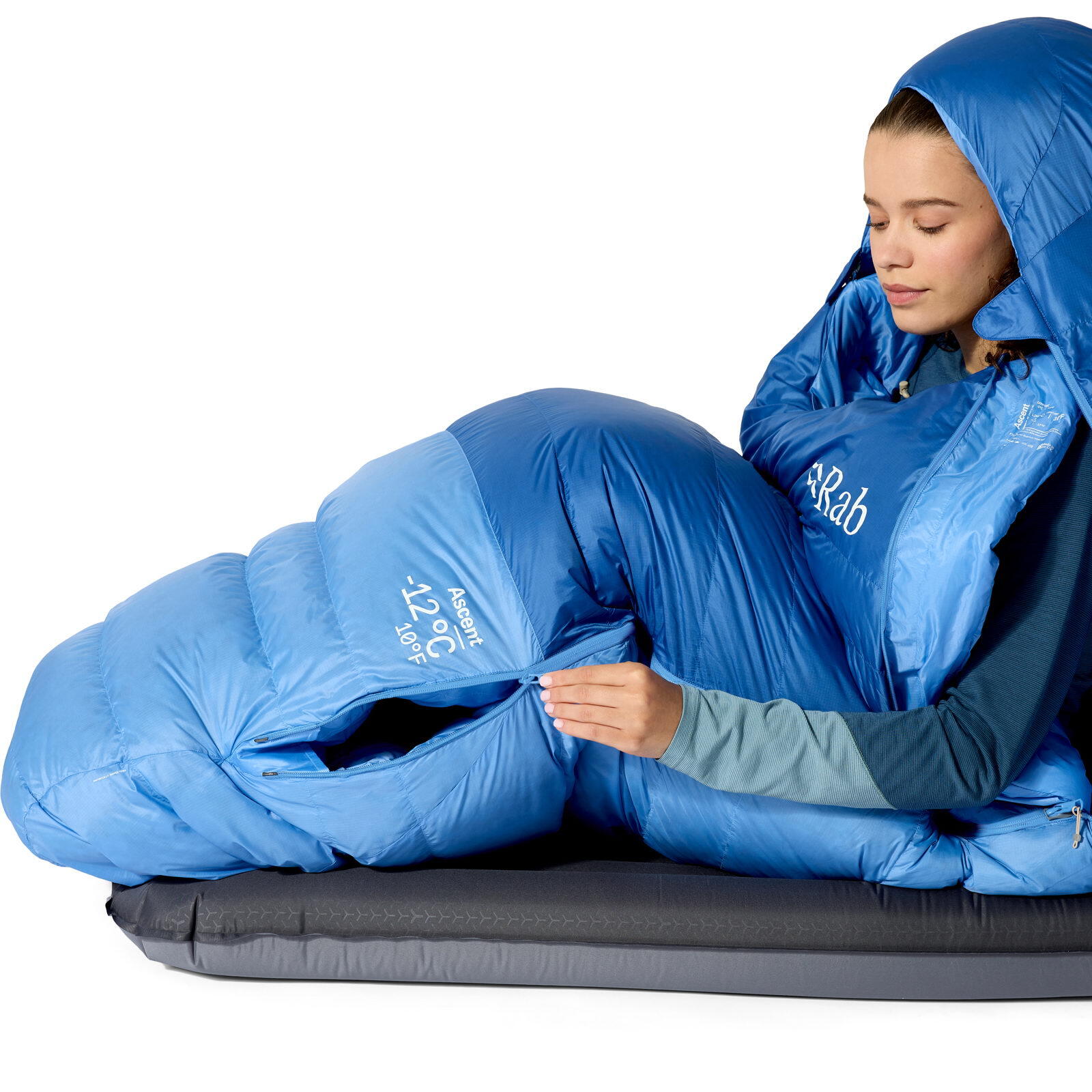 Daunenschlafsack Damen Ascent -12C/10F dark bluebird-bluebird 5/7