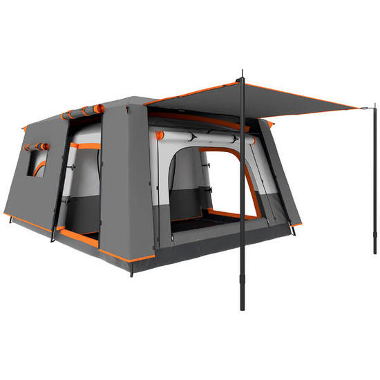 Outsunny Tenda da Campeggio 4-6 Persone con 2 Stanze e Veranda UPF30+ Blu