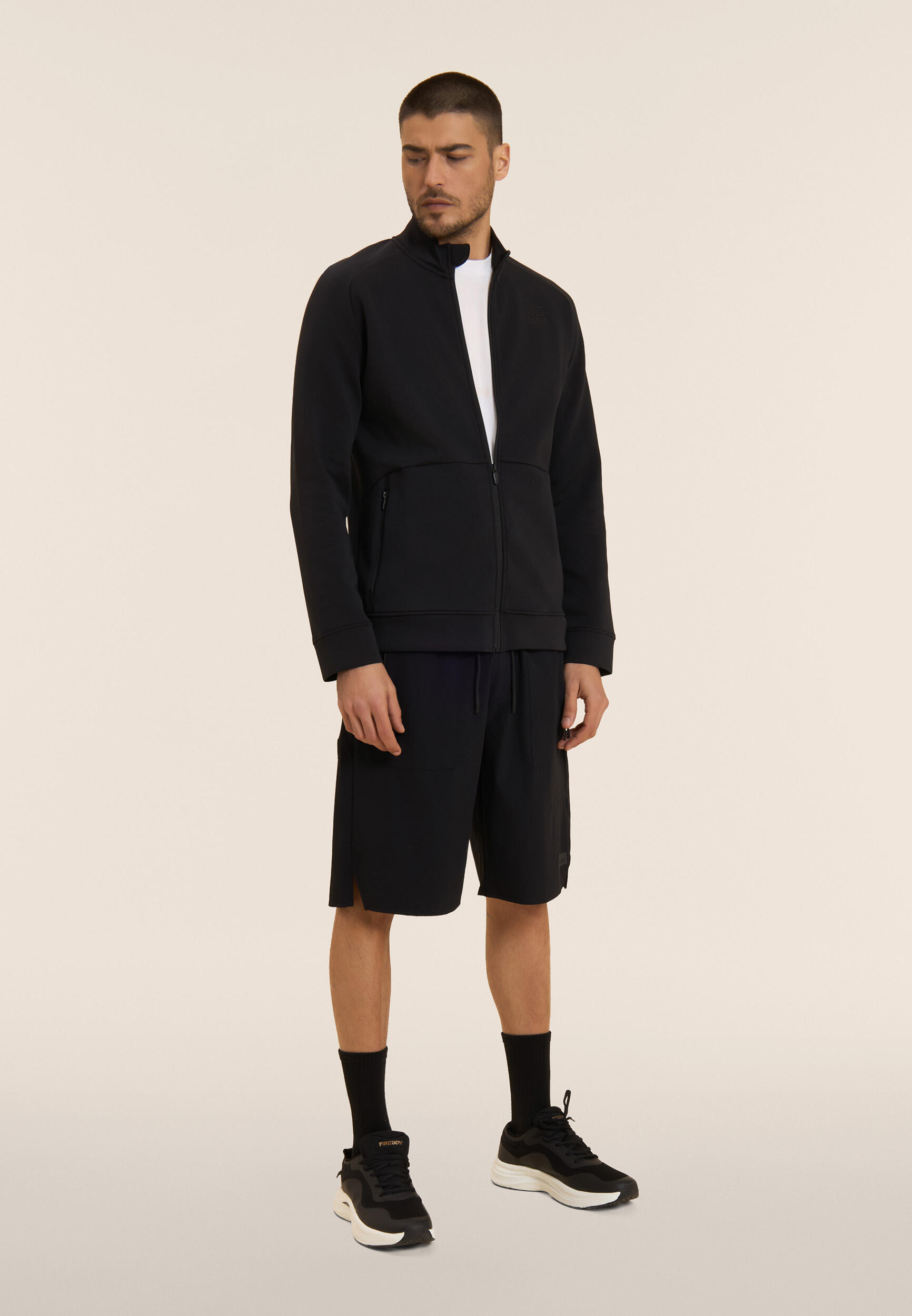 Sweat-shirt à fermeture éclair intégrale à col montant en tissu technique 5/5
