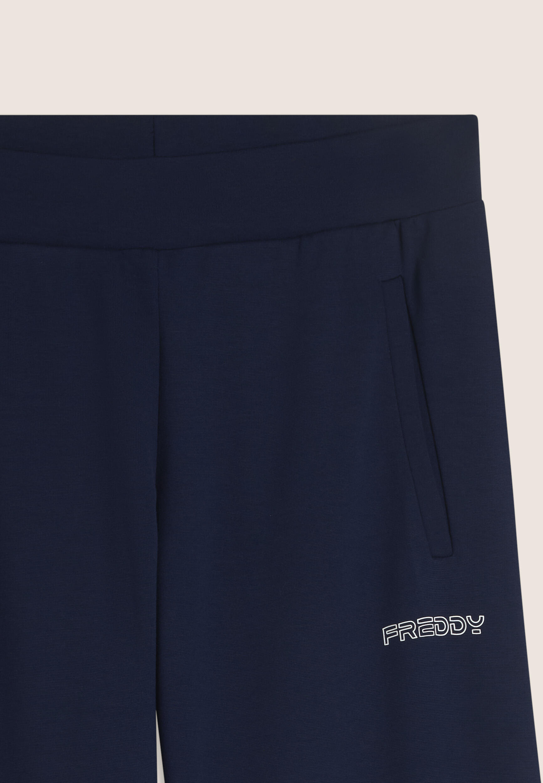 Pantaloni Sportivi Wide Leg Cropped con tasche interne 3/3