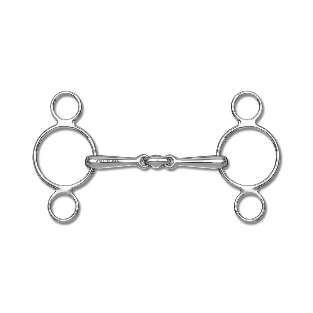 3 or 4-ring double-joint snaffle bit for horse Waldhausen Massif