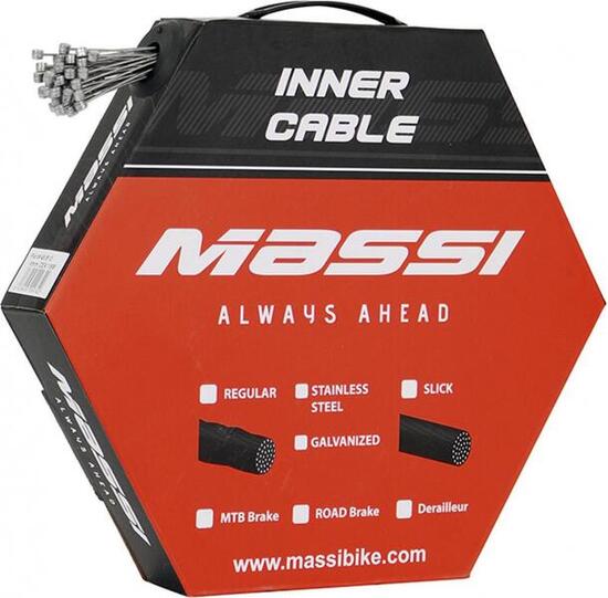 Boite de 50 Câbles de Freins pour Vélo Route en Inox Massi Workshop 1.5mmx1700mm