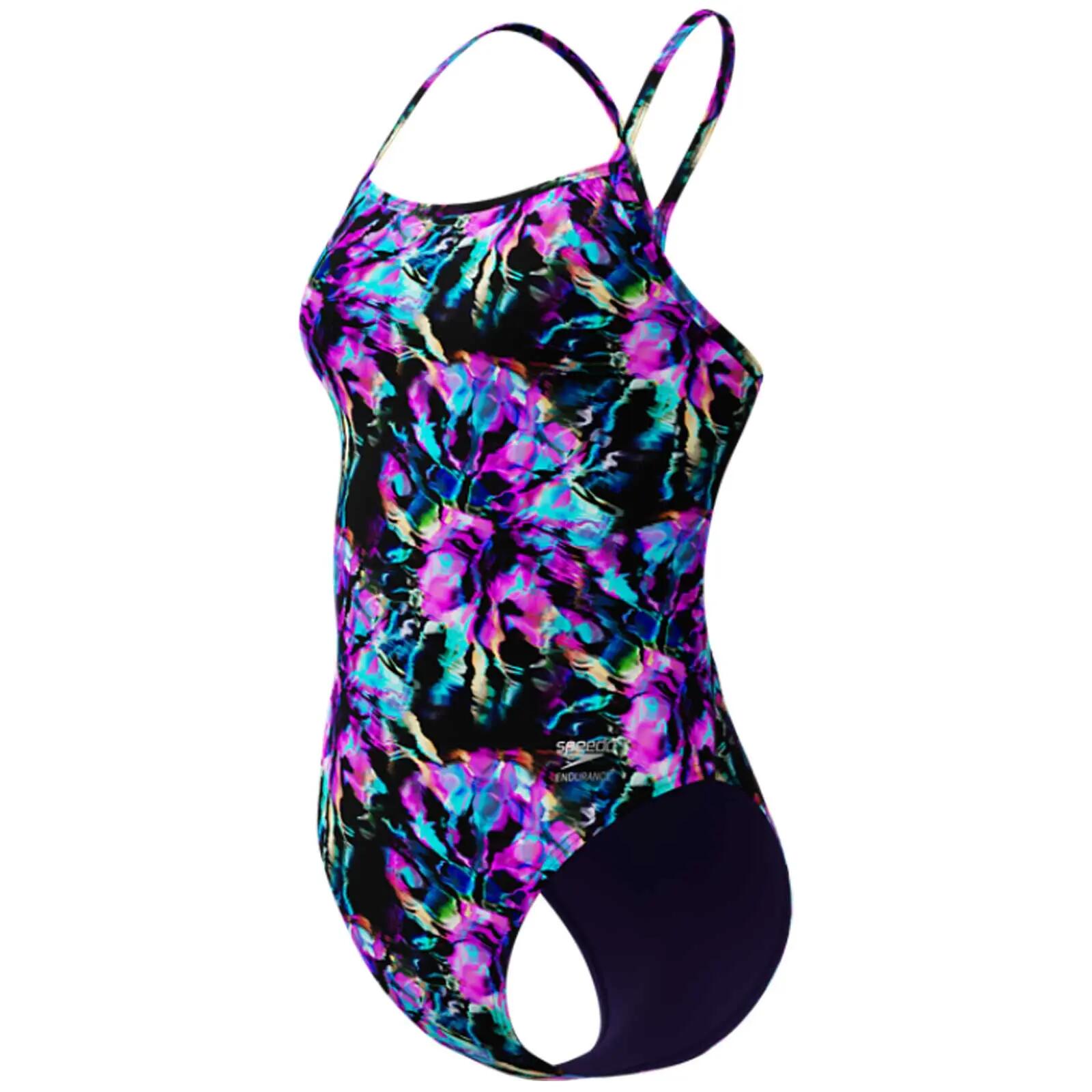 Costum inot femei Speedo FL Printed V-Back 2.0 negru/mov – Endurance+ 7/7