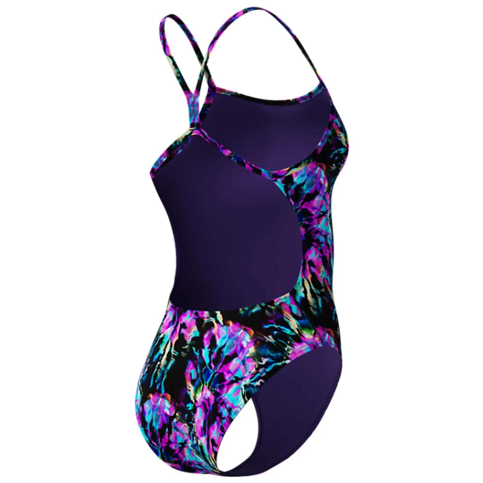Costum inot femei Speedo FL Printed V-Back 2.0 negru/mov – Endurance+ 6/7